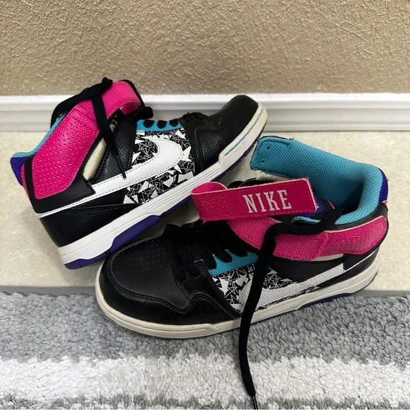 Nike Air  Morgan Black and Pink High-Top Sneakers with Ankle Strap