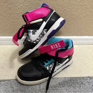Nike Air  Morgan Black and Pink High-Top Sneakers with Ankle Strap