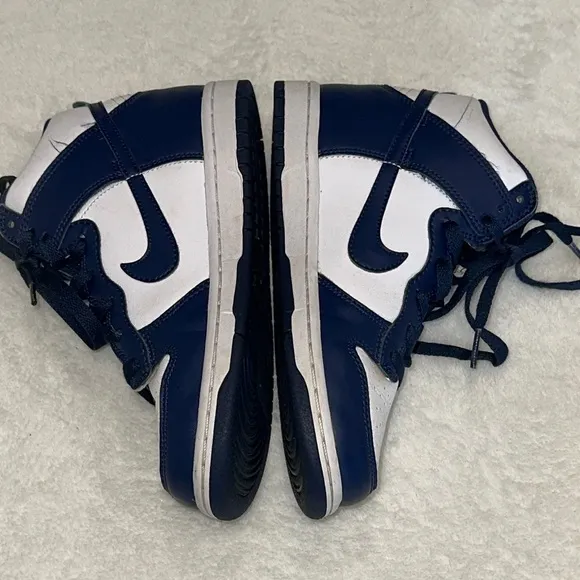 Nike Dunk High-Top Sneakers in Navy and White