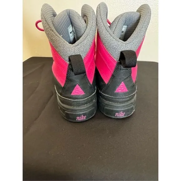 Nike Youth Pink Black Gray Woodside 2 High ACG Leather Snow Boots Size 5Y