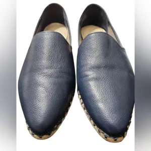 Nine West Blue Leather Espadrille Pointed Toe Flats Loafers Size 10