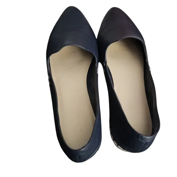 Nine West Blue Leather Espadrille Pointed Toe Flats Loafers Size 10