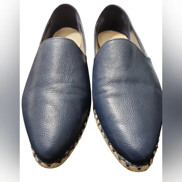 Nine West Blue Leather Espadrille Pointed Toe Flats Loafers Size 10