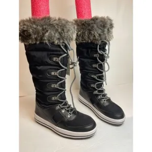 NWOB Cougar Vesta Black Waterproof Winter Boots Faux Fur US 6 Lace-Up