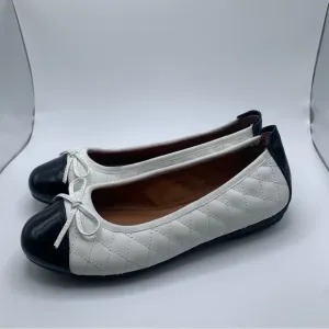 NWOB Josef Seibel Pippa White Black Quilted Ballet Flats size 37 US 6-6.5 1083
