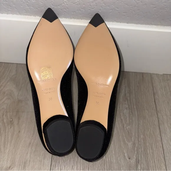 NWOB Nicholas Kirkwood  Pointed Toe Shoes  Black  Glitter Beya  Sz 38 EU 7.5 US