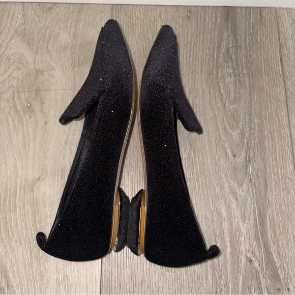 NWOB Nicholas Kirkwood  Pointed Toe Shoes  Black  Glitter Beya  Sz 38 EU 7.5 US
