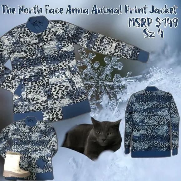 NWOT $149 The North Face | Anna | Blue Ombre Leopard Jacket Slightly Oversized