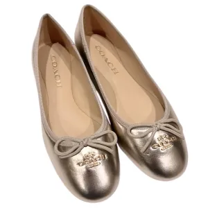NWOT Coach Metallic Gold Bow 🩰 Ballet Flats, size 5