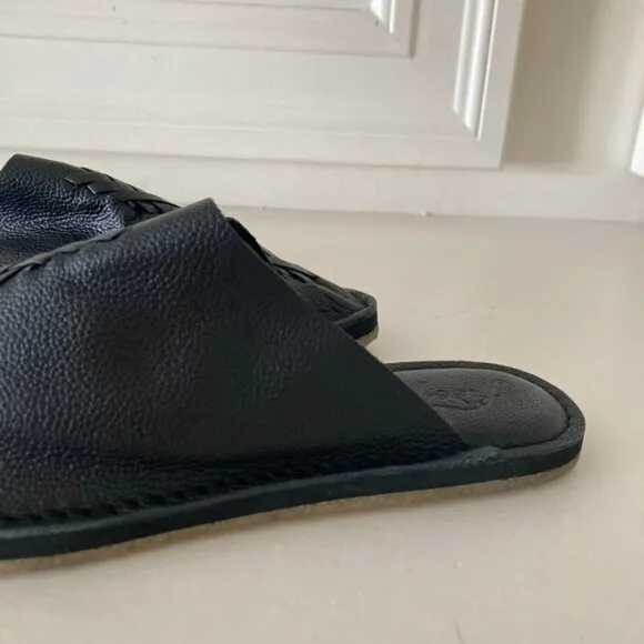 NWOT Free People Nova Black Leather Woven Pointed Toe Flats Sz 38