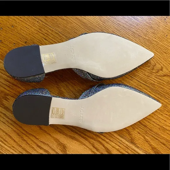 NWOT J.Crew Glitter Flats, Silver