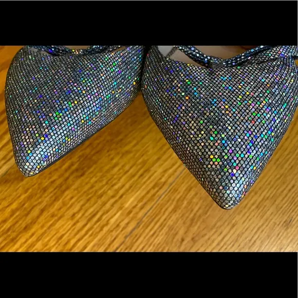 NWOT J.Crew Glitter Flats, Silver