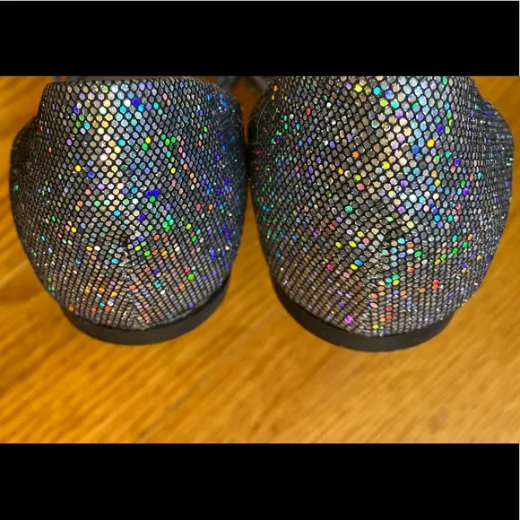 NWOT J.Crew Glitter Flats, Silver