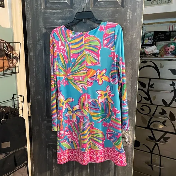 NWOT Lilly Pulitzer Fairfield Sea Blue Summer haze Print Tunic Dress Medium