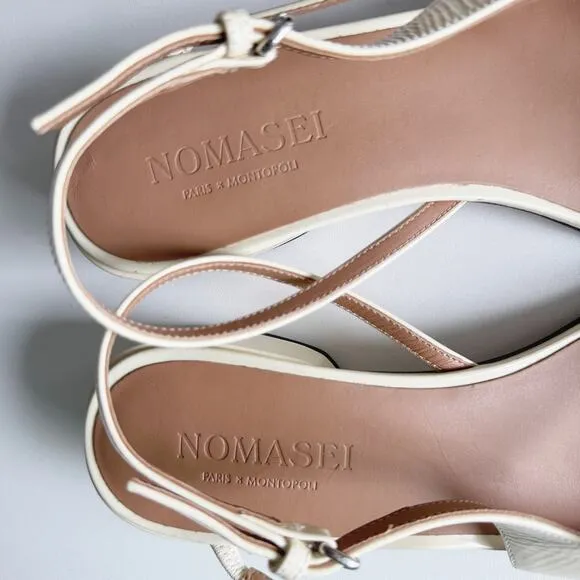 NWOT Nomasei Ecru Leather Birdie Strappy Sandals Size 41.5/10