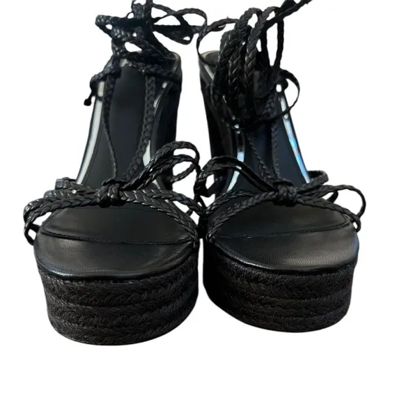 NWOT Paige Carson Braided Ankle-Wrap Platform Espadrilles - Sz 10