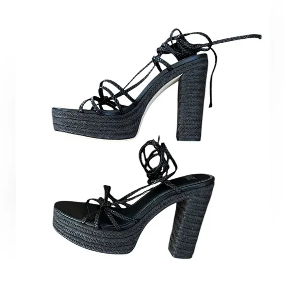 NWOT Paige Carson Braided Ankle-Wrap Platform Espadrilles - Sz 10