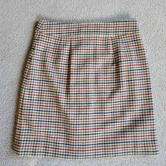 NWOT Talbots wool-blend houndstooth button skirt 19&quot; long