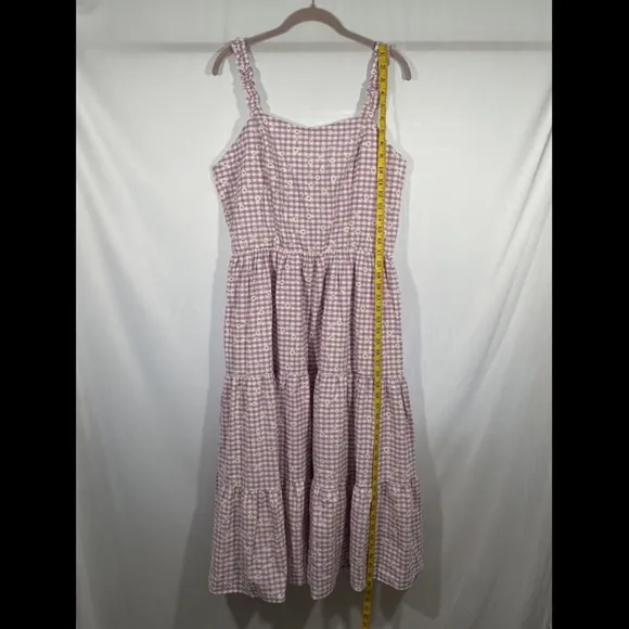 NWT $129 City Chic [ 16W S/16 ]  Victoria Tiered Gingham Sundress Lavender‎