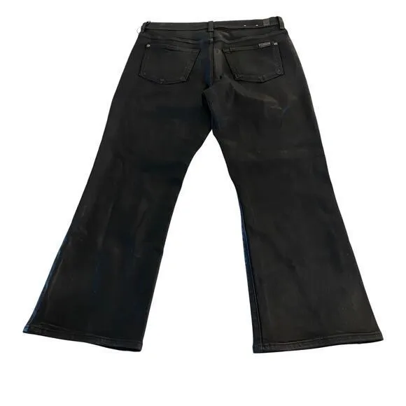 NWT 7 for all mankind High Waist Slim Kick Jeans in Coated Black Size 32‎