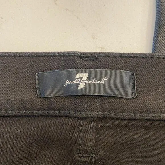 NWT 7 for all mankind High Waist Slim Kick Jeans in Coated Black Size 32‎