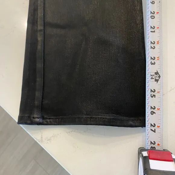 NWT 7 for all mankind High Waist Slim Kick Jeans in Coated Black Size 32‎