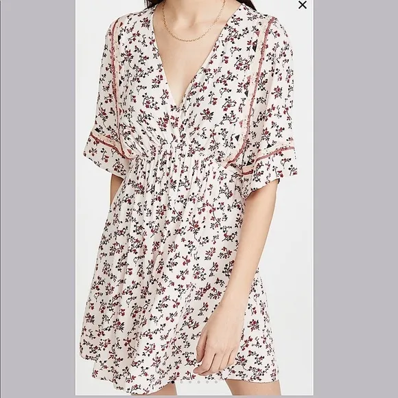 NWT BA&amp;SH Sete Short Flowing Floral crochet bohemian dress women’s size XS