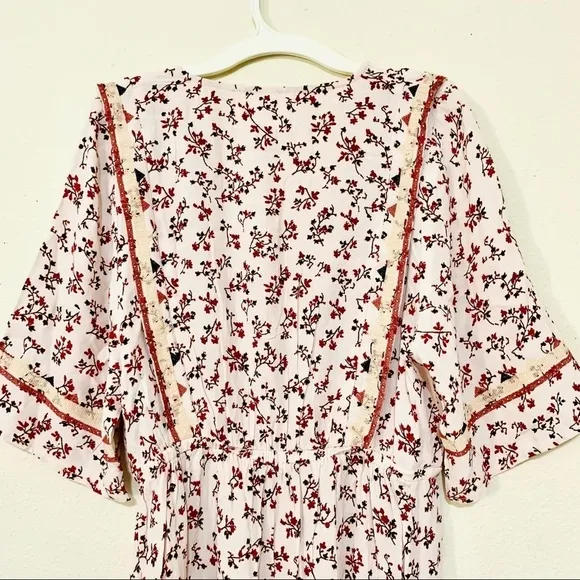 NWT BA&amp;SH Sete Short Flowing Floral crochet bohemian dress women’s size XS