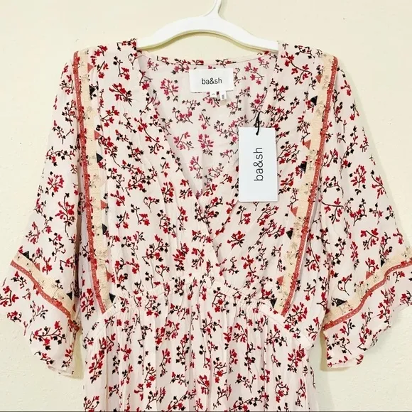 NWT BA&amp;SH Sete Short Flowing Floral crochet bohemian dress women’s size XS