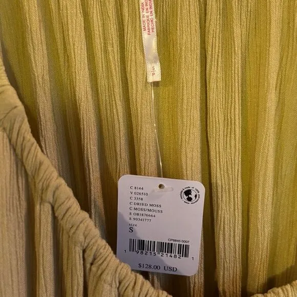 Nwt free people in your dreams ruffle maxi dress dried moss yellow