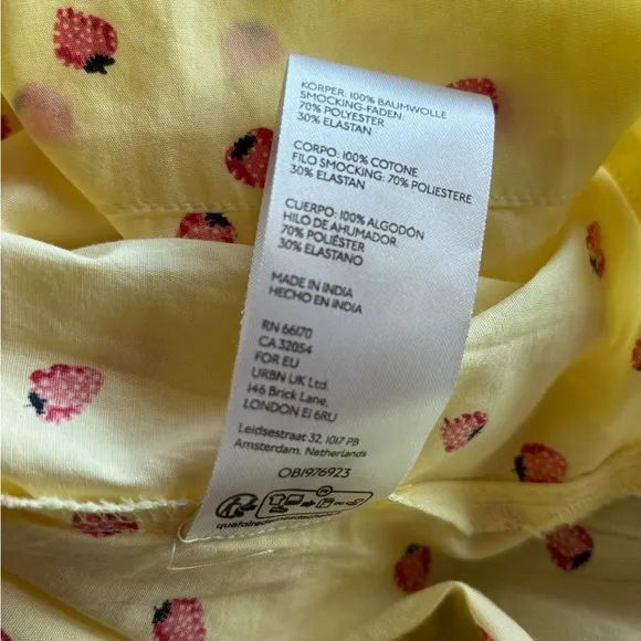 NWT Free People Lavender Daze Yellow Strawberry Smocked Midi Dress