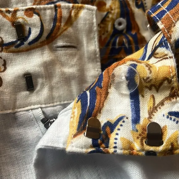 NWT Joie Linen Shorts brocade high rise with removable rattan style belt