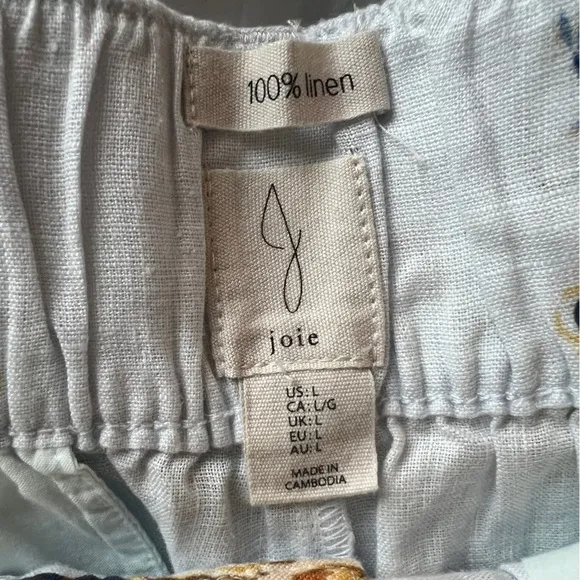 NWT Joie Linen Shorts brocade high rise with removable rattan style belt