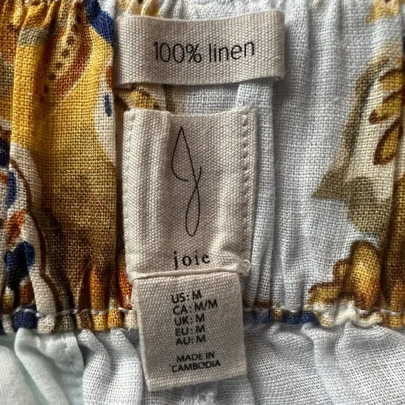 NWT Joie Linen Shorts brocade high rise with removable rattan style belt