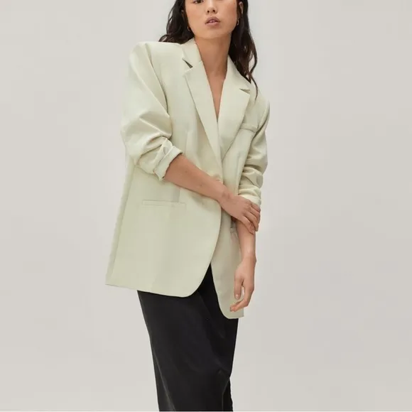 NWT Nasty Gal Oversized Single Breasted Blazer in Sage Size 6
