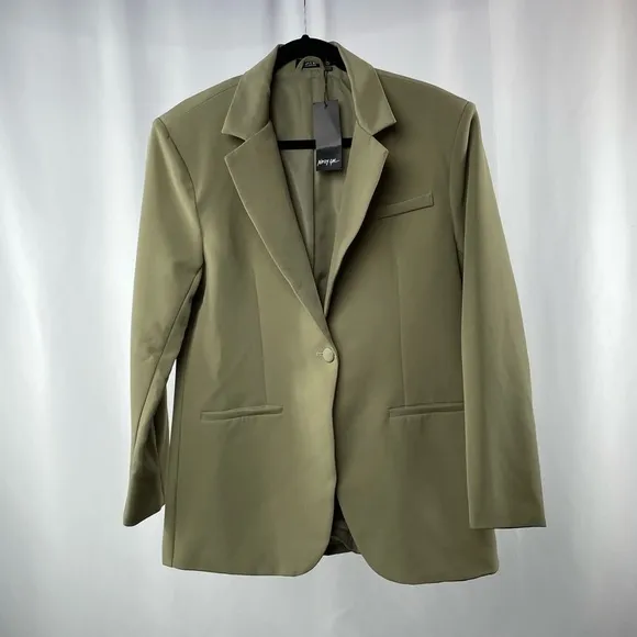 NWT Nasty Gal Oversized Single Breasted Blazer in Sage Size 6