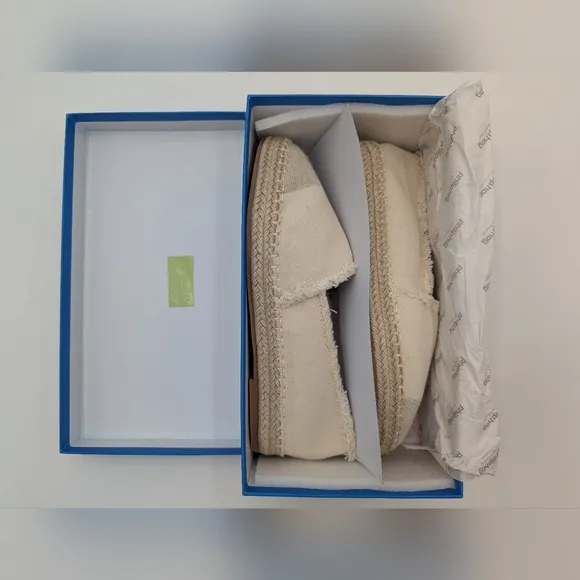 NWT Philip Hog Emma Beige Canvas Platform Espadrilles Womens Size US 8.5 E U39