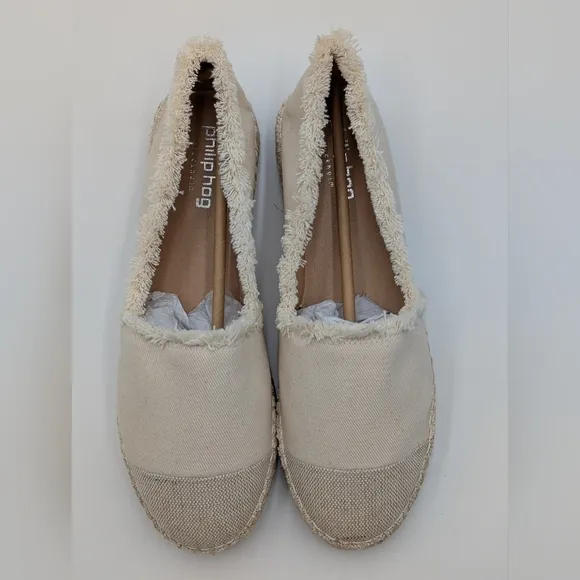 NWT Philip Hog Emma Beige Canvas Platform Espadrilles Womens Size US 8.5 E U39