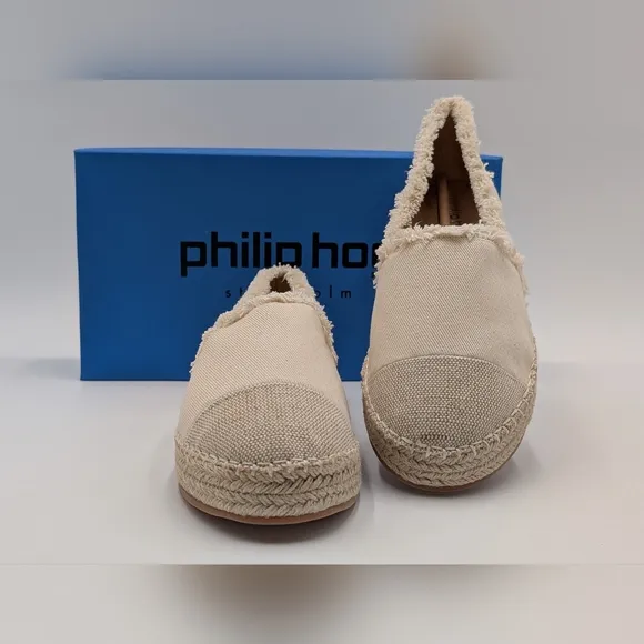 NWT Philip Hog Emma Beige Canvas Platform Espadrilles Womens Size US 8.5 E U39