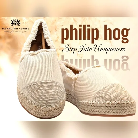 NWT Philip Hog Emma Beige Canvas Platform Espadrilles Womens Size US 8.5 E U39