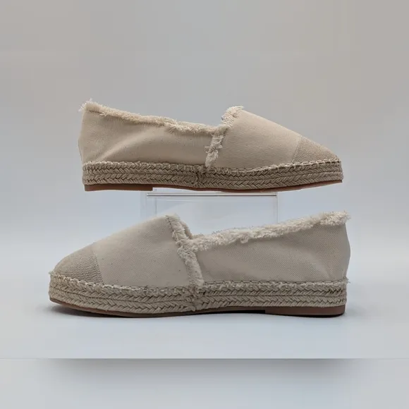 NWT Philip Hog Emma Beige Canvas Platform Espadrilles Womens Size US 8.5 E U39