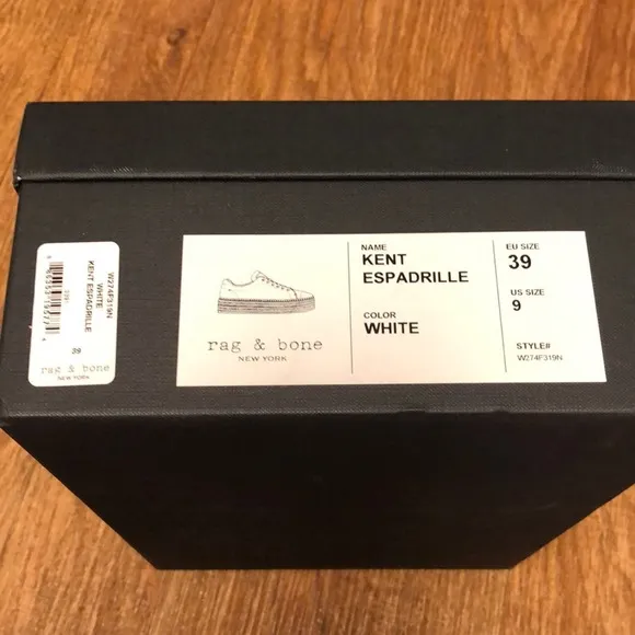 NWT Rag &amp; Bone Kent Espadrille in White with Jute Platform Size 9 (39)