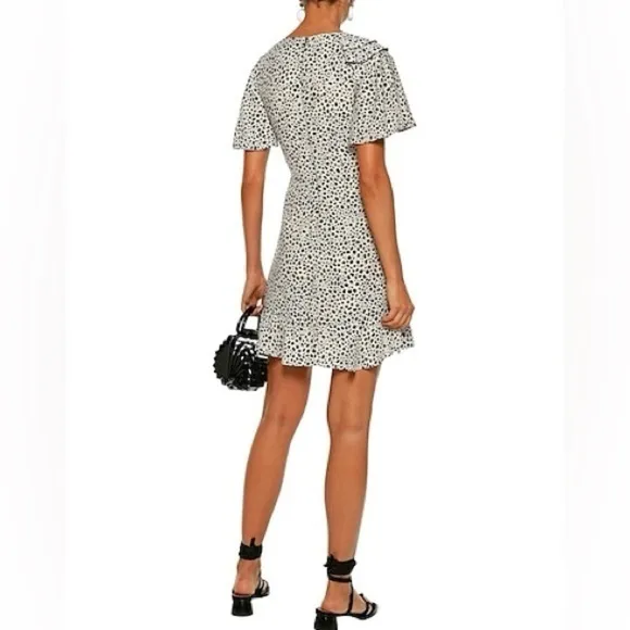 NWT Rebecca Vallance Anya Ruffle Wrap Mini Dress Animal Leopard Sz 0