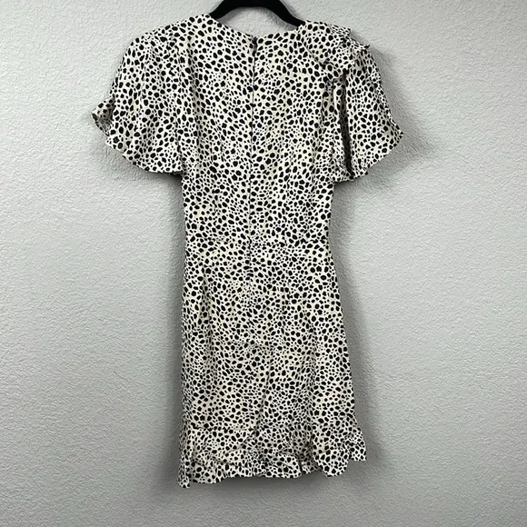 NWT Rebecca Vallance Anya Ruffle Wrap Mini Dress Animal Leopard Sz 0
