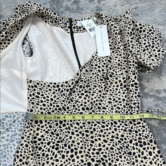 NWT Rebecca Vallance Anya Ruffle Wrap Mini Dress Animal Leopard Sz 0