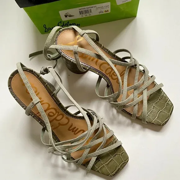 NWT Sam Edelman Daffodil Strappy Block Heel Sandal Green 9.5