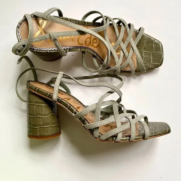 NWT Sam Edelman Daffodil Strappy Block Heel Sandal Green 9.5