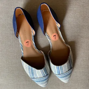 NWT Tommy Hilfiger Blue Striped Pointed Toe Flats