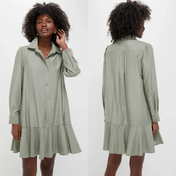 NWT Tuckernuck Callahan Shirt Dress Green Stripe S