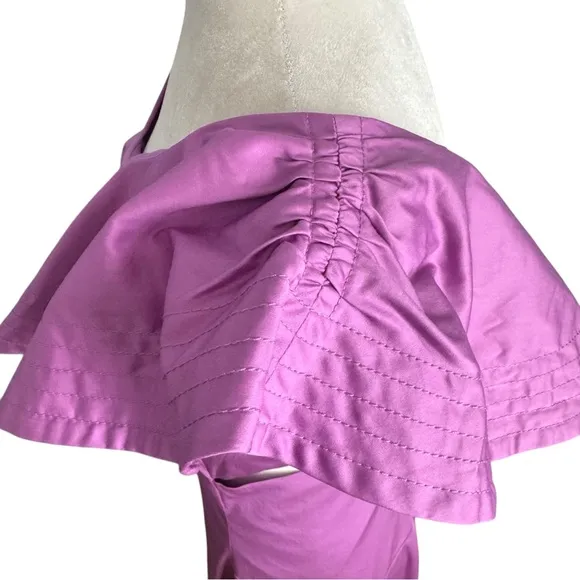 NWT Veronica Beard Beilla Ruffled-Sleeve Midi Dress in Vivid Orchid